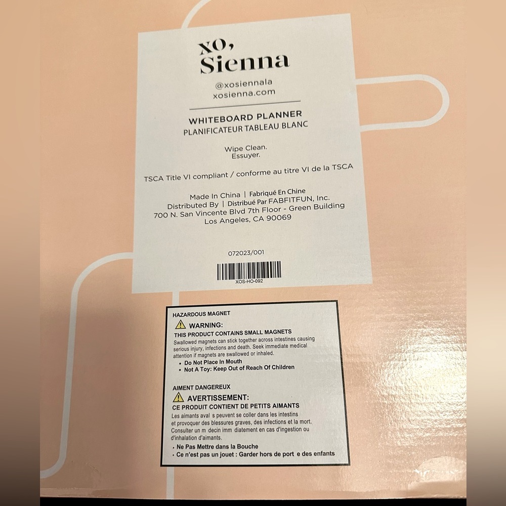 XO Sienna Weekly Planner Whiteboard NEW